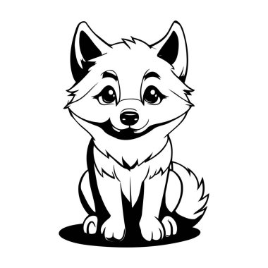 Tatlı çizgi film kurdu. Beyaz arkaplanda izole edilmiş vektör illüstrasyonu.