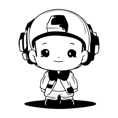 Kask vektörü çizimi, tasarım vektörü, grafik tasarımı olan sevimli astronot çocuk.