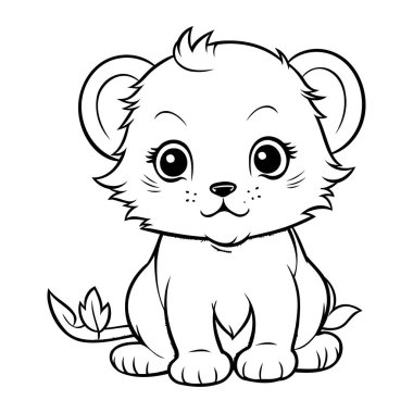 Tatlı Bebek Aslan Hayvan Karakterleri Kitabı 'nın Siyah ve Beyaz Çizgi Filmleri