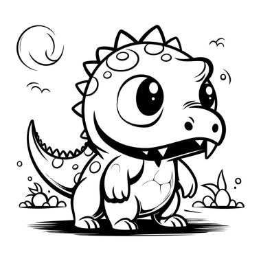 Şirin Dinozor Çizgi Film Maskotu Karakteri. Vektör İllüstrasyonu.