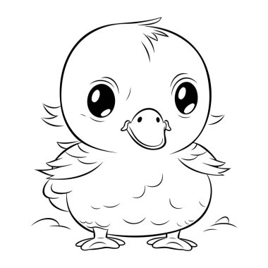 Renklendirme Kitabı için Sevimli Küçük Ördek Çizgi Filmi Karakteri