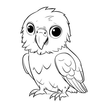 Çocuklar için boyama kitabı. Baykuş. Siyah ve beyaz vektör çizimi.