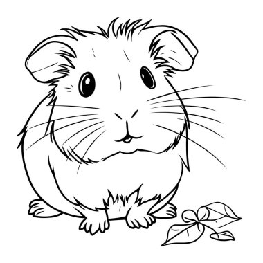 Beyaz Arkaplan Renklendirme Kitabı 'nda Sevimli Hamster' ın Çizimi