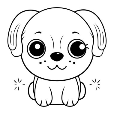 Şirin küçük köpek kawaii tarzı karikatür vektör çizimi grafik tasarımı