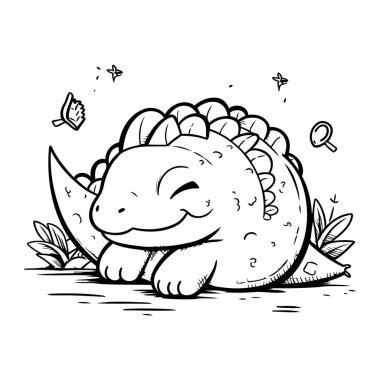 Şirin dinozor. Boyama kitabı için vektör illüstrasyonu. Çizgi film biçimi.