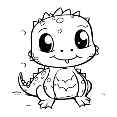 Şirin Dinozor Çizgi Film Karakteri Vektör Resimlerinin Renklendirme Sayfası