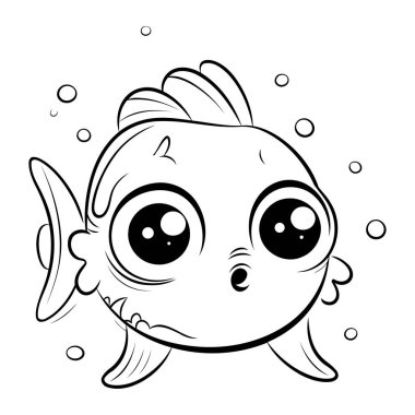 Tatlı çizgi film balığı. Vektör çizimi. Çocuklar için boyama kitabı.