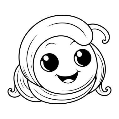 Çocuklar için boyama kitabı. Şirin Müslüman Çizgi Roman Kız Vektör İllüstrasyonu