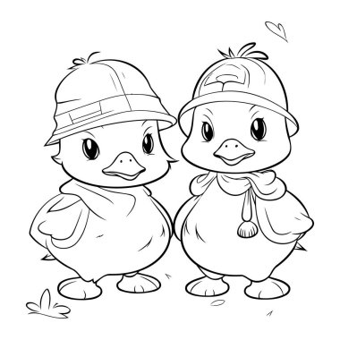 İki Şirin Bebek Ördeği Çizgi Filminin Renkli Sayfası