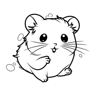 Tatlı hamster çizgi film vektör çizimi. Beyaz arkaplanda izole.