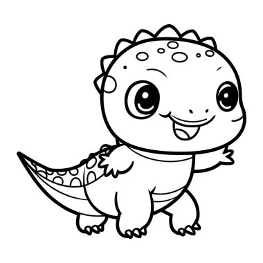 Şirin Dinozor Çizgi Filmi Karakteri Vektör İllüzyonu. Çocuk Boyama Kitabı