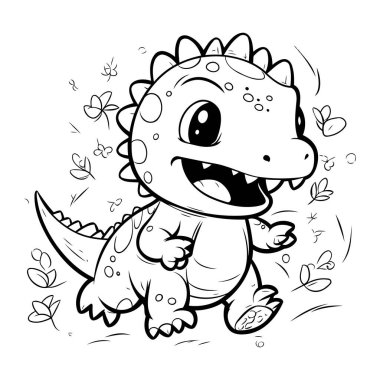 Çocuklar için boyama kitabı. Şirin dinozor. Vektör illüstrasyonu.