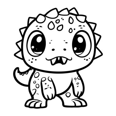 Şirin Dinozor Çizgi Film Karakteri Vektör Resimlerinin Renklendirme Sayfası