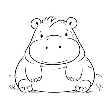 Çocuklar için boyama kitabı. Su aygırı. Çizgi film tarzı. Vektör illüstrasyonu.