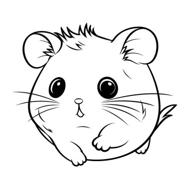 Yetişkinler ve çocuklar için Hamster Boyama kitabı. Vektör illüstrasyonu.