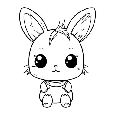 Sevimli çizgi film tavşanı. Boyama kitabı veya sayfa için vektör illüstrasyonu.