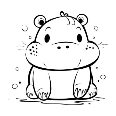 Çocuklar için boyama kitabı. Su aygırı. Vektör illüstrasyonu.