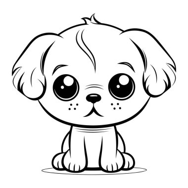 Şirin Çizgi Film Köpeği Siyah ve Beyaz İllüzyonu. Vektör