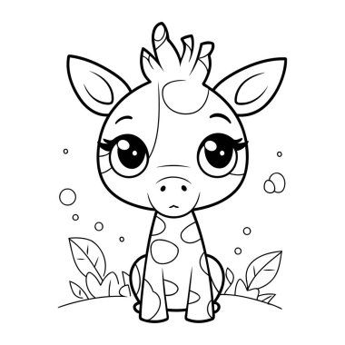 Çizgi film zürafasının boyama sayfası. Çocuklar için Boyama Kitabı