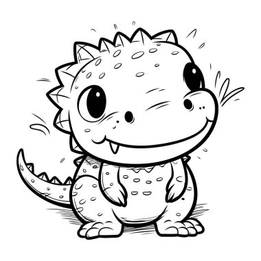 Tatlı çizgi film timsahı. Boyama kitabı veya sayfa için vektör illüstrasyonu.