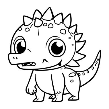 Şirin Dinozor Çizgi Filmi Vektör Resimlerinin Renklendirme Sayfası