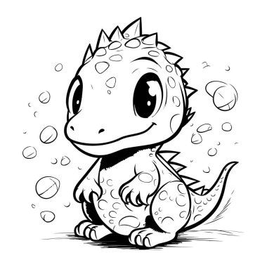 Beyaz arka planda sevimli bir dinozorun çizimi. boyama kitabı