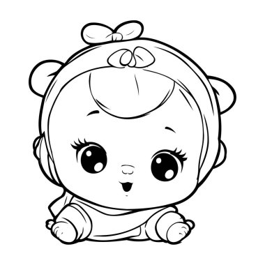 Sevimli bir kız bebek. Vektör çizimi. Çocuklar için boyama kitabı.