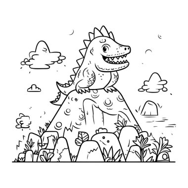 şirin tyrannosaurus rex doğa çizgi film vektör çizim grafik tasarımı