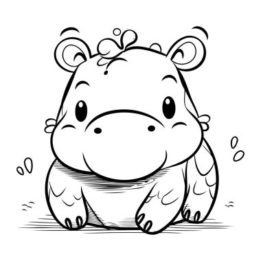 Tatlı su aygırı. Bir çizgi film hipopotamusunun vektör çizimi.