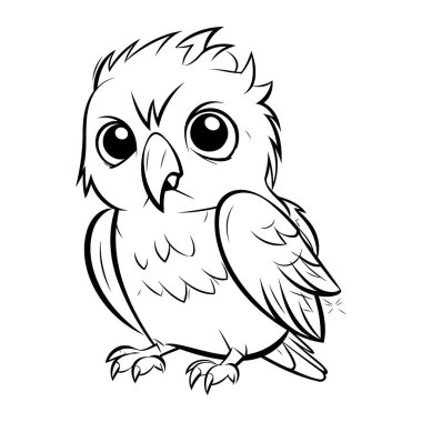 Boyama kitabı veya sayfa için Baykuş siyah ve beyaz vektör çizimi