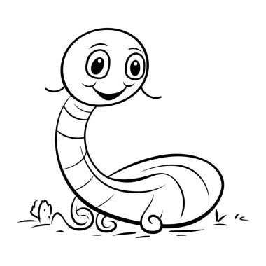 Siyah ve Beyaz Çizgi Film Sevimli Yılan Hayvanı Karakter Boyama Kitabı