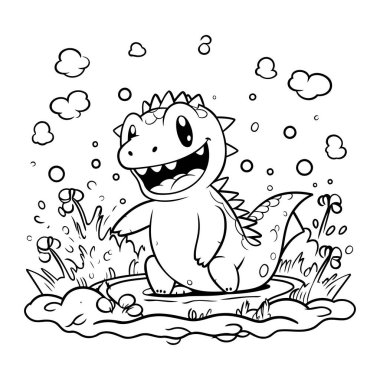 Şirin Dinozor Çizgi Filmi Vektör Resimlerinin Renklendirme Sayfası