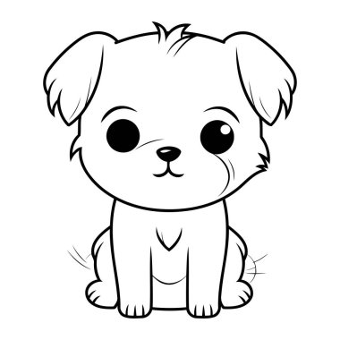 Beyaz arka planda izole edilmiş şirin bir köpek. Boyama kitabı için Vektör illüstrasyonu.