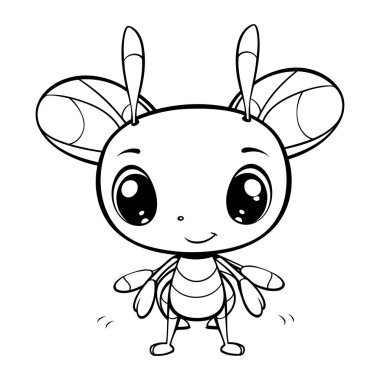 Tatlı çizgi film arısı. Vektör çizimi. Çocuklar için boyama kitabı.