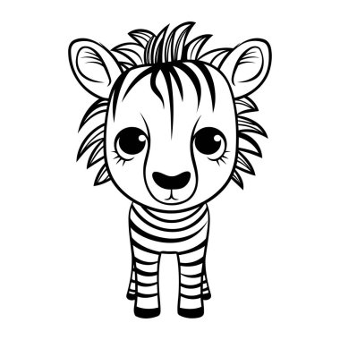 Beyaz arka planda sevimli zebra hayvan çizgi film ikonu. vektör illüstrasyonu