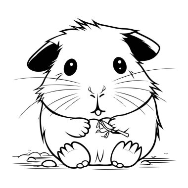 Boyama kitabı veya sayfa için hamster siyah ve beyaz vektör çizimi.