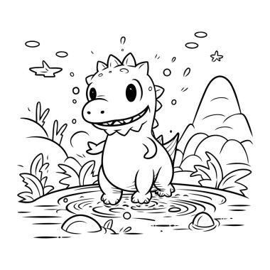 Küçük sevimli bir dinozorun vektör çizimi. Çocuklar için boyama kitabı.