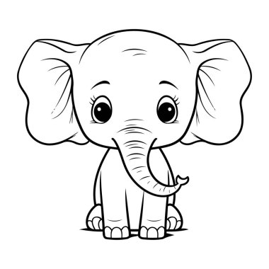 Çocuklar için şirin çizgi film fil boyama kitabı. Vektör illüstrasyonu