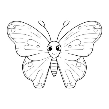 Çocuklar için kelebek boyama sayfası. Taslak biçiminde vektör illüstrasyonu.