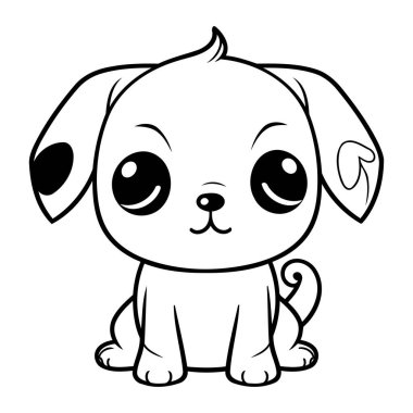 Tatlı çizgi film köpeği. Vektör çizimi. Çocuklar için boyama kitabı.