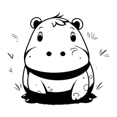 Sevimli Hippo. Vektör çizim. Beyaz arka plan üzerinde izole.