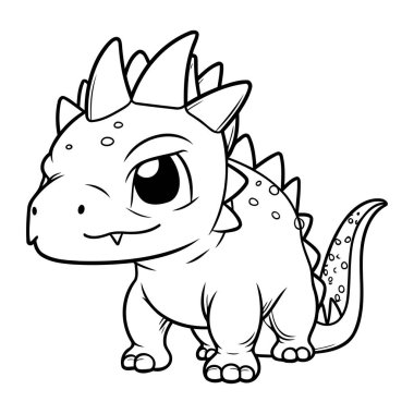 Şirin bir karikatür dinozor. Vektör çizimi. Çocuklar için boyama kitabı.