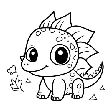 Şirin bir karikatür dinozor. Çocuklar için boyama kitabı. Vektör illüstrasyonu.