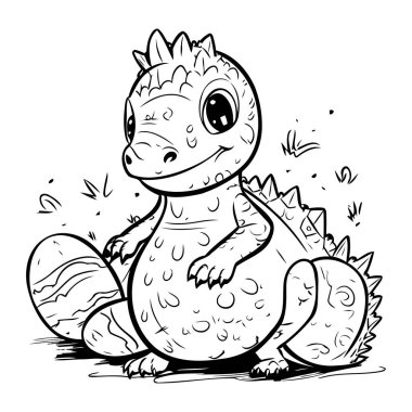 Tatlı çizgi film ejderhası. Vektör çizimi. Çocuklar için boyama kitabı.