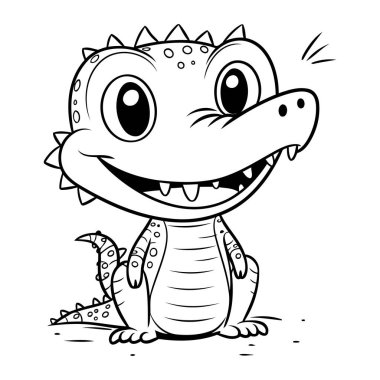 Tatlı Çizgi Roman Timsah Vektör İllüstrasyonu. Komik Dinozor Karakteri