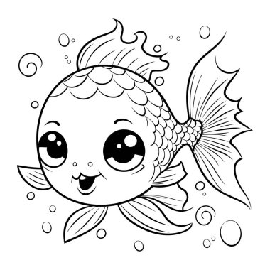 Baloncuklu şirin bir balığın renklendirme sayfası