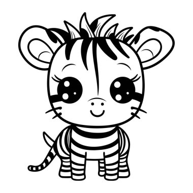 Küçük sevimli kaplan kawaii karakter çizimi tasarımı