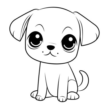 Beyaz arka planda izole edilmiş şirin çizgi film köpeği. Boyama kitabı için Vektör illüstrasyonu.