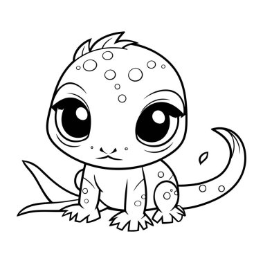 Sevimli küçük kertenkele. Çocuklar için boyama kitabı. Vektör illüstrasyonu