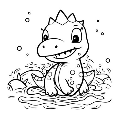 Şirin Dinozor Hayvan Karakterleri Kitabının Siyah ve Beyaz Çizgi Filmleri